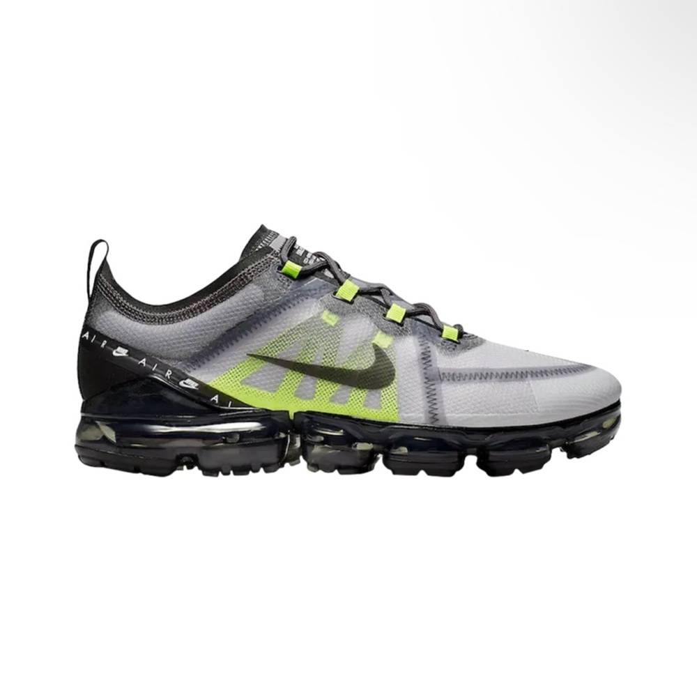 Nike Air VaporMax Flyknit Sneakers - Gray and Neon
